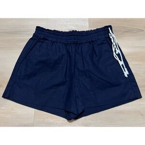 J. Crew Women's XS Navy Blue Side-Tie Linen Pull On Shorts‎ 3.5"